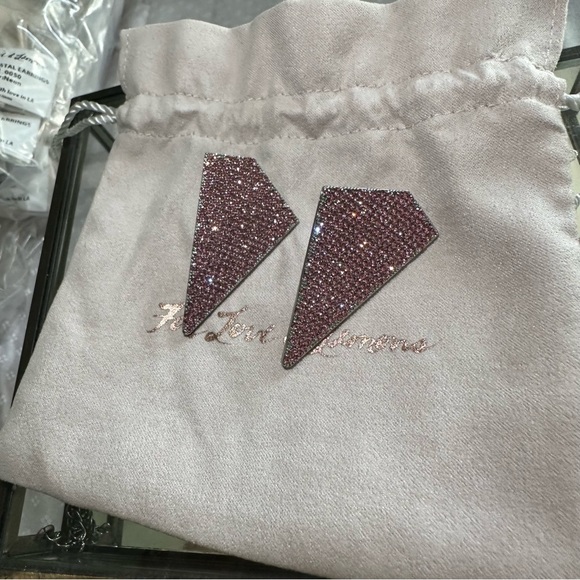 NWT For Love and Lemons Robin Crystal Earrings in Pink - Picture 3 of 6